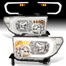 Load image into Gallery viewer, Toyota Tundra 2007-2013 / Sequoia 2008-2017 LED DRL Bar Factory Style Headlights Chrome Housing Clear Len Clear Reflector