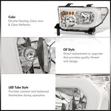 Load image into Gallery viewer, Toyota Tundra 2007-2013 / Sequoia 2008-2017 LED DRL Bar Factory Style Headlights Chrome Housing Clear Len Clear Reflector