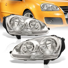 Load image into Gallery viewer, Volkswagen Golf 2006-2008 / Rabbit 2006-2008 / Jetta 2006-2010 Factory Style Headlights Chrome Housing Clear Len Clear Reflector (Halogen Models Only)