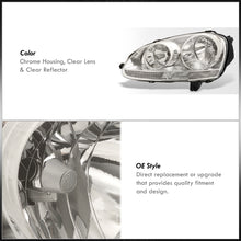 Load image into Gallery viewer, Volkswagen Golf 2006-2008 / Rabbit 2006-2008 / Jetta 2006-2010 Factory Style Headlights Chrome Housing Clear Len Clear Reflector (Halogen Models Only)