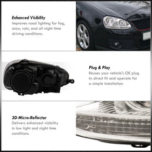 Load image into Gallery viewer, Volkswagen Golf 2006-2008 / Rabbit 2006-2008 / Jetta 2006-2010 Factory Style Headlights Chrome Housing Clear Len Clear Reflector (Halogen Models Only)