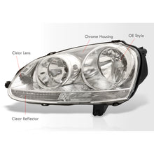 Load image into Gallery viewer, Volkswagen Golf 2006-2008 / Rabbit 2006-2008 / Jetta 2006-2010 Factory Style Headlights Chrome Housing Clear Len Clear Reflector (Halogen Models Only)