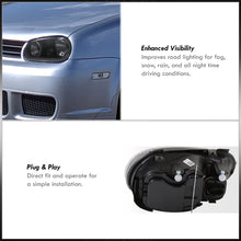 Load image into Gallery viewer, Volkswagen Golf GTI MK4 1999-2006 / Cabrio MK4 1999-2002 Factory Style Headlights Black Housing Clear Len Clear Reflector