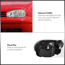 Load image into Gallery viewer, Volkswagen Golf GTI MK4 1999-2006 / Cabrio MK4 1999-2002 Factory Style Headlights Chrome Housing Clear Len Clear Reflector
