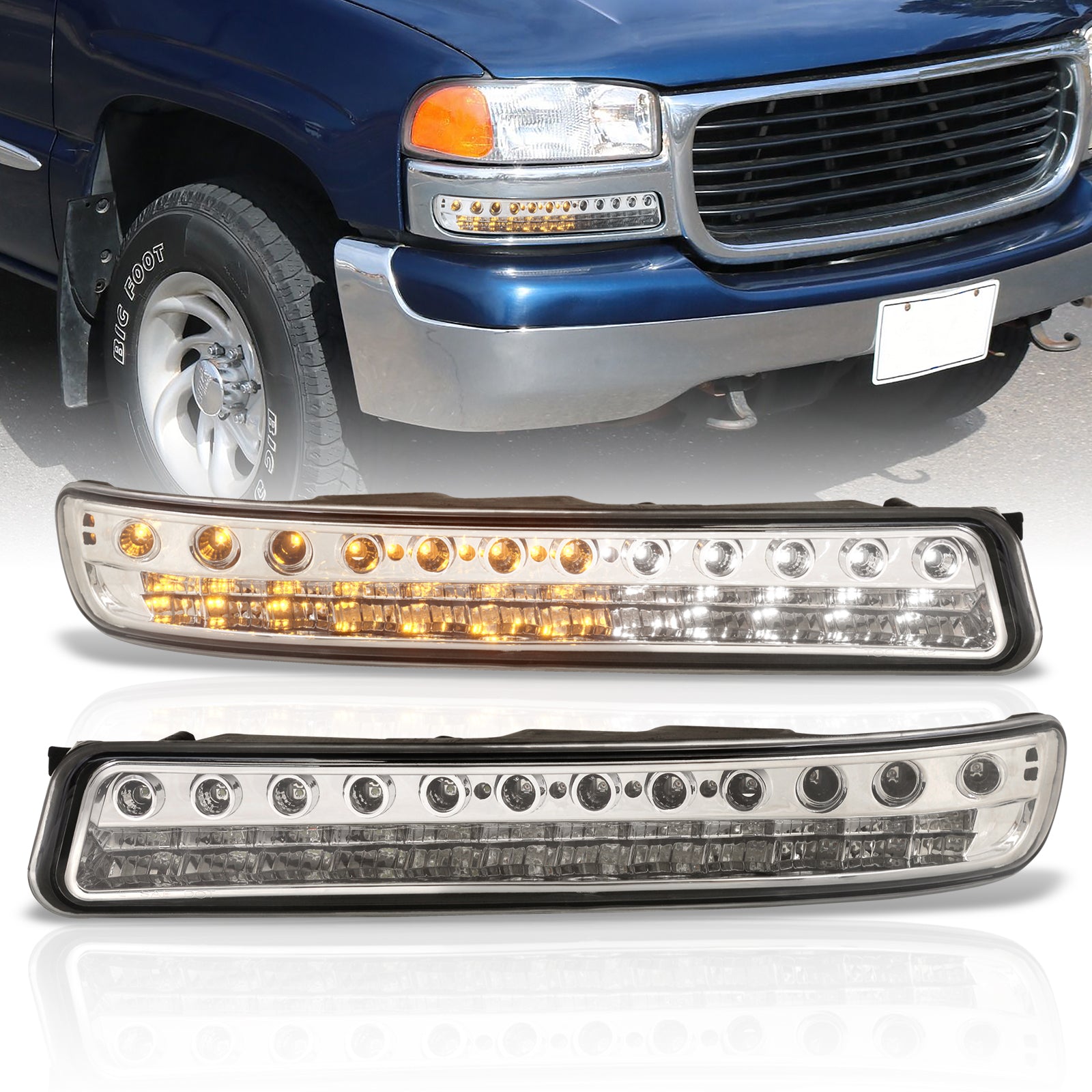 Gmc Sierra 99-06 LED Bumper Light Clear Lens Chrome Housing – AJP