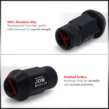 Load image into Gallery viewer, JDM Sport M12 X 1.25 Aluminum Open Lug Nuts Black (4 Piece)