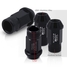 Load image into Gallery viewer, JDM Sport M12 X 1.25 Aluminum Open Lug Nuts Black (4 Piece)
