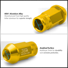 Load image into Gallery viewer, JDM Sport M12 X 1.25 Aluminum Open Lug Nuts Gold (4 Piece)