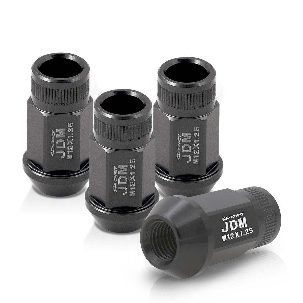 JDM Sport M12 X 1.25 Aluminum Open Lug Nuts Gun Metal (4 Piece)