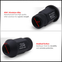 Load image into Gallery viewer, JDM Sport M12 X 1.25 Aluminum Open Lug Nuts Matte Black (4 Piece)