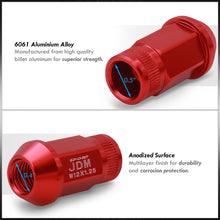 Load image into Gallery viewer, JDM Sport M12 X 1.25 Aluminum Open Lug Nuts Red (4 Piece)
