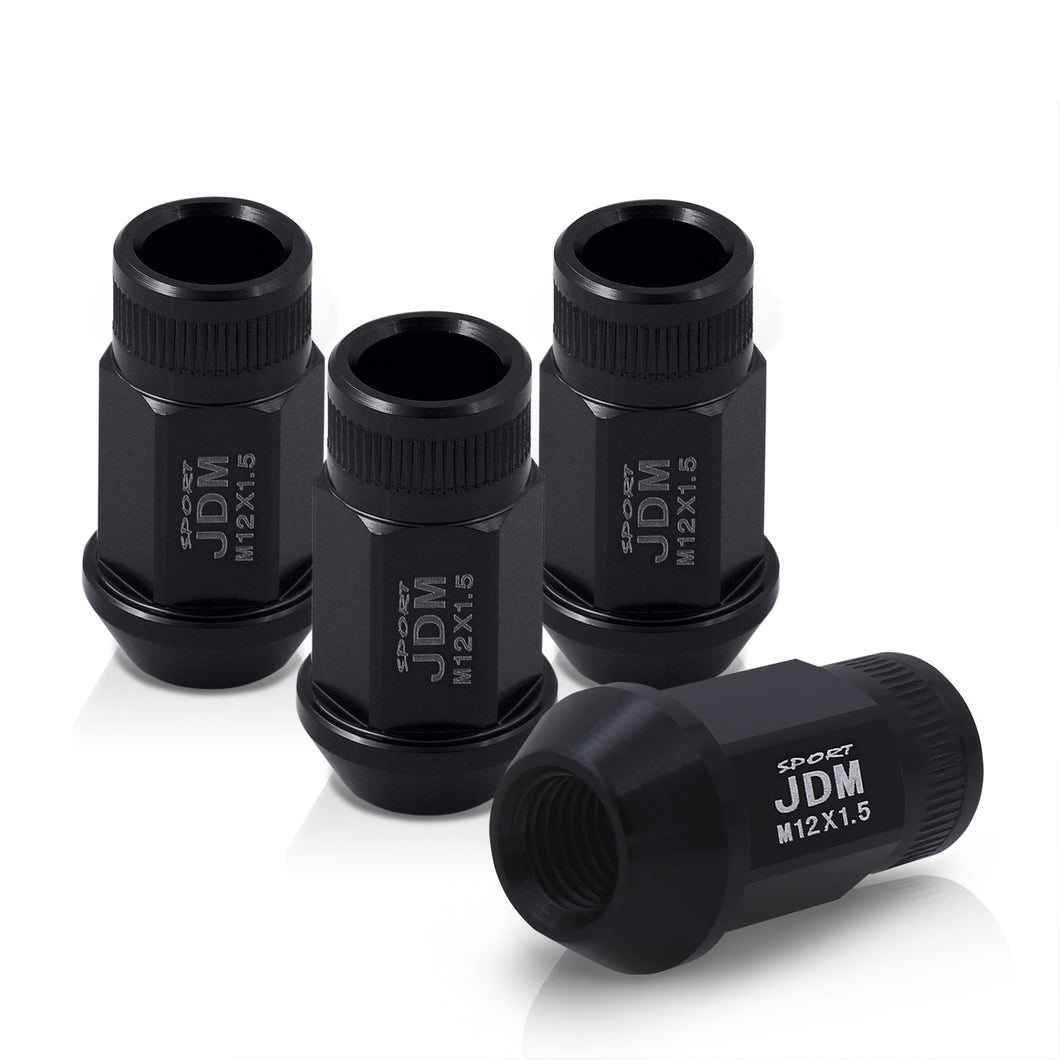 JDM Sport M12 X 1.5 Aluminum Open Lug Nuts Black (4 Piece)
