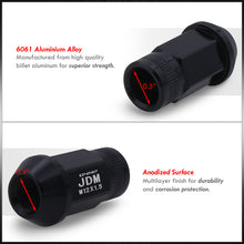 Load image into Gallery viewer, JDM Sport M12 X 1.5 Aluminum Open Lug Nuts Black (4 Piece)
