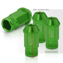 Load image into Gallery viewer, JDM Sport M12 X 1.5 Aluminum Open Lug Nuts Green (4 Piece)