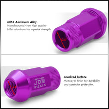 Load image into Gallery viewer, JDM Sport M12 X 1.5 Aluminum Open Lug Nuts Purple (4 Piece)
