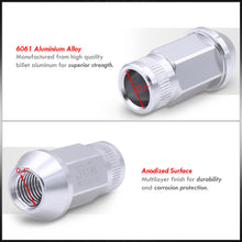 Load image into Gallery viewer, JDM Sport M12 X 1.5 Aluminum Open Lug Nuts Silver (4 Piece)