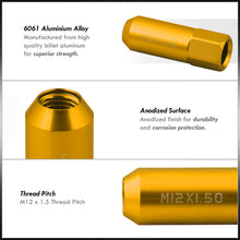 Load image into Gallery viewer, M12 x 1.5 Open Lug Nuts Gold (20 Piece)