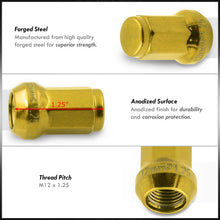 Load image into Gallery viewer, M12 x 1.25 OEM Style Steel Lug Nuts Gold (20 Piece)