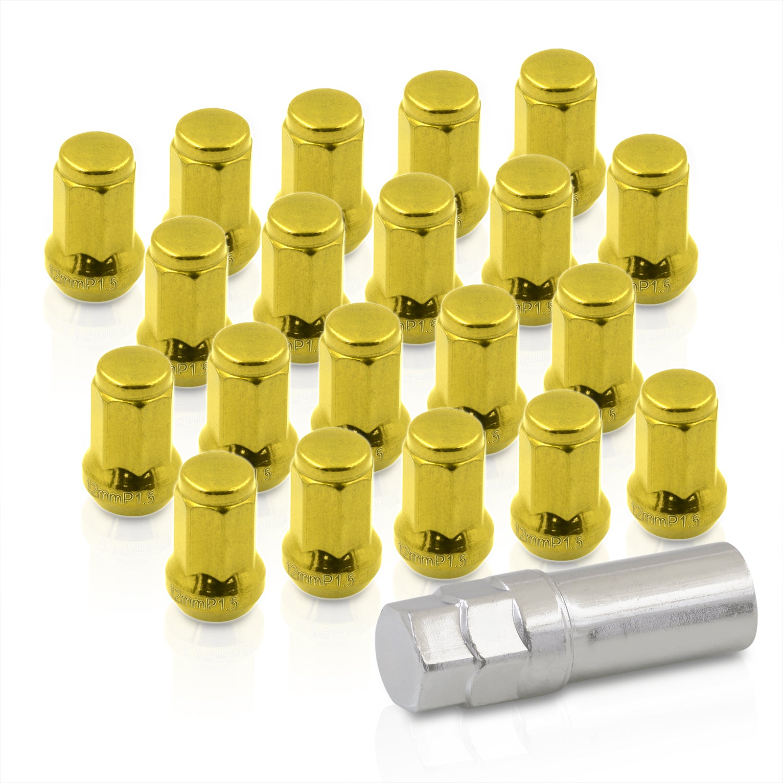 DPAccessories Premium M14x1.50 Gold Lug Nuts For Chevy GMC Trucks/SUVs - 9595175 Style, Set Of 20