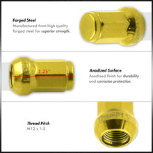 Load image into Gallery viewer, M12 x 1.5 OEM Style Steel Lug Nuts Gold (20 Piece)