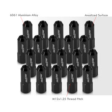 Load image into Gallery viewer, M12 x 1.25 Extended Aluminum Open Lug Nuts Black (20 Piece)