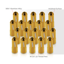 Load image into Gallery viewer, M12 x 1.25 Extended Aluminum Open Lug Nuts Gold (20 Piece)