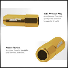 Load image into Gallery viewer, M12 x 1.5 Extended Aluminum Open Lug Nuts Gold (20 Piece)