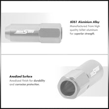 Load image into Gallery viewer, M12 x 1.5 Extended Aluminum Open Lug Nuts Silver (20 Piece)