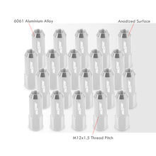 Load image into Gallery viewer, M12 x 1.5 Extended Aluminum Open Lug Nuts Silver (20 Piece)