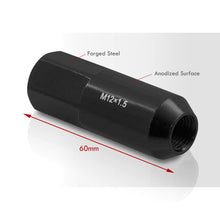 Load image into Gallery viewer, M12 x 1.5 Heavy Duty Steel Extended Open Lug Nuts Black (20 Piece)