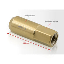 Load image into Gallery viewer, M12 x 1.5 Heavy Duty Steel Extended Open Lug Nuts Gold (20 Piece)