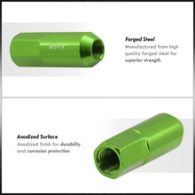 Load image into Gallery viewer, M12 x 1.5 Heavy Duty Steel Extended Open Lug Nuts Green (20 Piece)