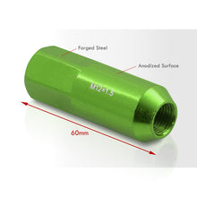 Load image into Gallery viewer, M12 x 1.5 Heavy Duty Steel Extended Open Lug Nuts Green (20 Piece)