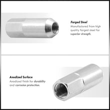 Load image into Gallery viewer, M12 x 1.5 Heavy Duty Steel Extended Open Lug Nuts Silver (20 Piece)