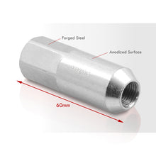 Load image into Gallery viewer, M12 x 1.5 Heavy Duty Steel Extended Open Lug Nuts Silver (20 Piece)