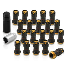 Load image into Gallery viewer, M12 x 1.25 Steel Body Lug Nuts Black Body Gold Cap (20 Piece)