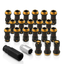 Load image into Gallery viewer, M12 x 1.25 Steel Body Lug Nuts Black Body Gold Cap (20 Piece)