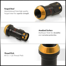Load image into Gallery viewer, M12 x 1.25 Steel Body Lug Nuts Black Body Gold Cap (20 Piece)