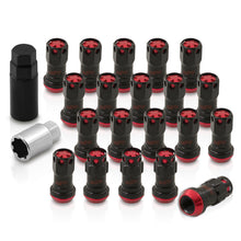 Load image into Gallery viewer, M12 x 1.25 Steel Body Lug Nuts Black Body Red Cap (20 Piece)