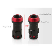 Load image into Gallery viewer, M12 x 1.25 Steel Body Lug Nuts Black Body Red Cap (20 Piece)