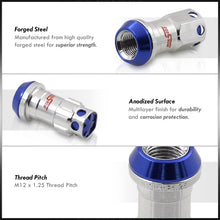 Load image into Gallery viewer, M12 x 1.25 Steel Body Lug Nuts Chrome Body Blue Cap (20 Piece)