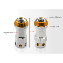 Load image into Gallery viewer, M12 x 1.25 Steel Body Lug Nuts Chrome Body Gold Cap (20 Piece)