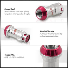 Load image into Gallery viewer, M12 x 1.25 Steel Body Lug Nuts Chrome Body Pink Cap (20 Piece)