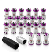 Load image into Gallery viewer, M12 x 1.25 Steel Body Lug Nuts Chrome Body Purple Cap (20 Piece)