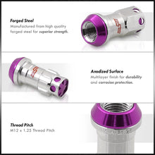 Load image into Gallery viewer, M12 x 1.25 Steel Body Lug Nuts Chrome Body Purple Cap (20 Piece)