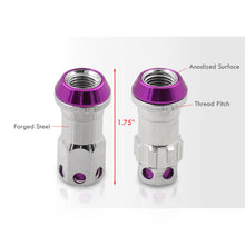 Load image into Gallery viewer, M12 x 1.25 Steel Body Lug Nuts Chrome Body Purple Cap (20 Piece)