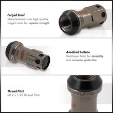 Load image into Gallery viewer, M12 x 1.25 Steel Body Lug Nuts Gunmetal Body Black Cap (20 Piece)