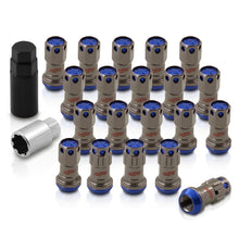 Load image into Gallery viewer, M12 x 1.25 Steel Body Lug Nuts Gunmetal Body Blue Cap (20 Piece)