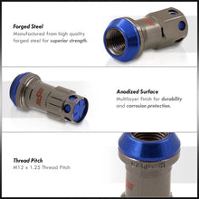 Load image into Gallery viewer, M12 x 1.25 Steel Body Lug Nuts Gunmetal Body Blue Cap (20 Piece)
