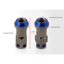Load image into Gallery viewer, M12 x 1.25 Steel Body Lug Nuts Gunmetal Body Blue Cap (20 Piece)